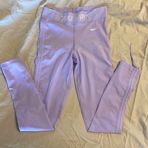 nike pro lilac scrunch side leggings
